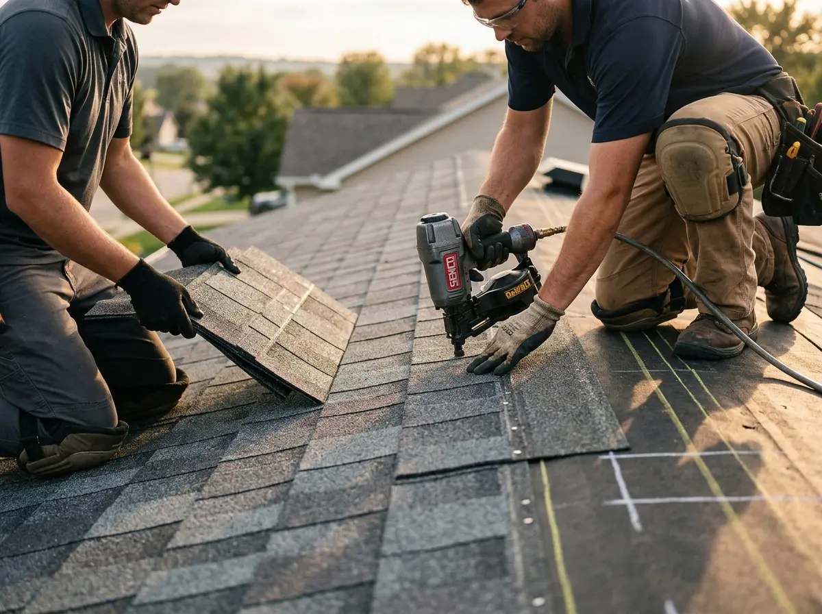 Professional roofer working on a residential roof in Temple Terrace